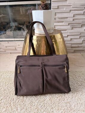 Preview Collection Brown Tote with Gold Key Clip